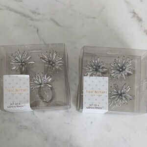 Isaac Mizrahi Silver Floral Napkin Rings Set